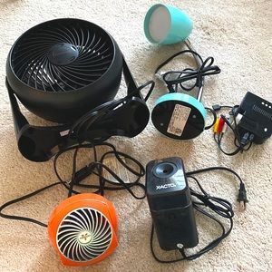 OFFICE BUNDLE: FANS, LIGHT, MINI PROJECTOR, PENCIL SHARPENER